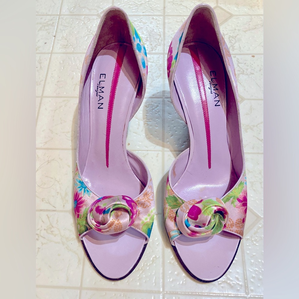Elman Venezia Floral Silk Fashion Heels